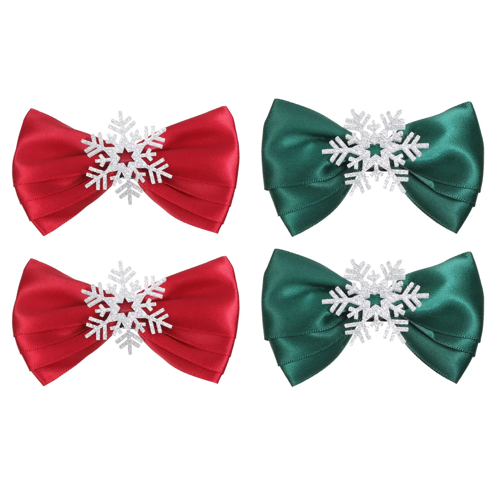 4 stuks Sneeuwvlok Haarspeldjes Kerst Clips Voor Meisjes Feestaccessoires Boog-Knoop Haarspeldjes Kerst Haarspeld Carnaval Bruiloft Stijlvol