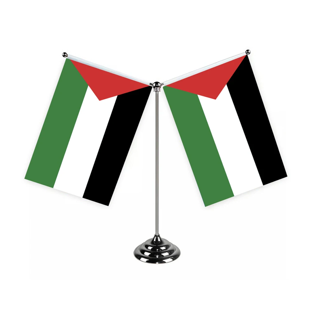 Aerlxemrbrae Metal Stand  14x21cm  Office Desk Flag of  Palestine Banner Table Stand Pole The Palestinian Cabinet Flag