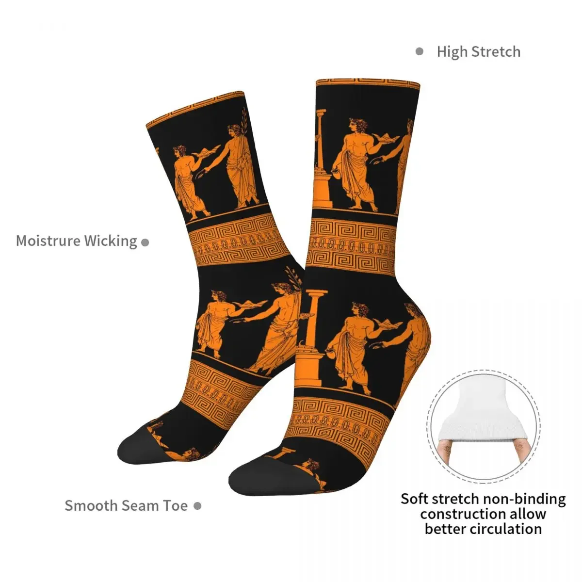 Red Figure Greek Vase Offering Scene Socks Harajuku Sweat Absorbing Stockings All Season Long Socks Accessories for Unisex Gifts