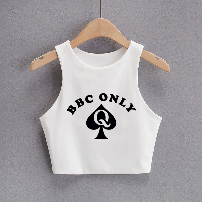 BBC ONLY-camisetas ajustadas con estampado de espadas para mujer, Top Sexy sin mangas con cuello redondo, Top de nailon doble, camiseta sin mangas