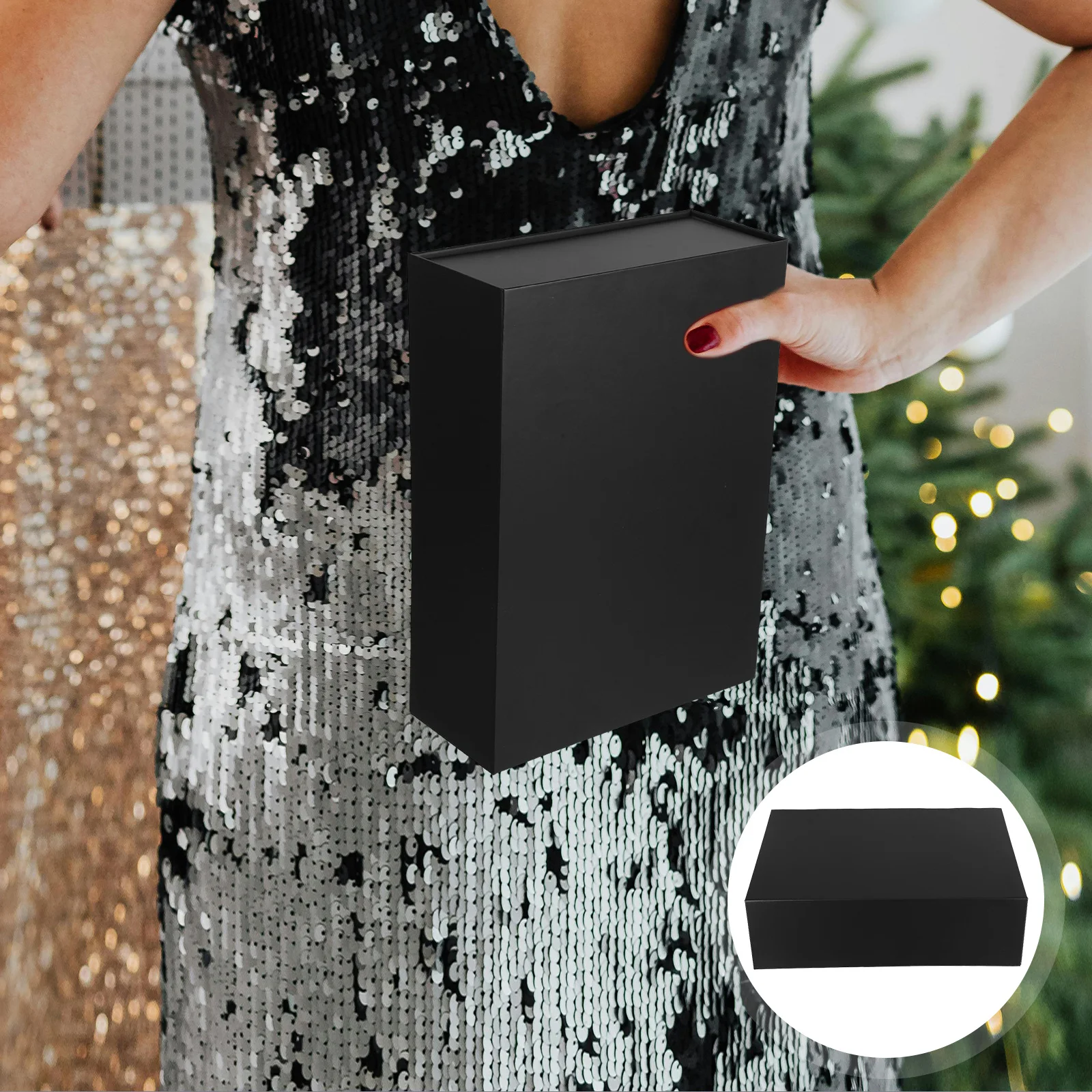 

Набор из 4 складных магнитных подарочных коробок из утолщенной черной бумаги для свадебных сувениров, подарков на день рождения, хранения памятных вещей и демонстрации ювелирных изделий