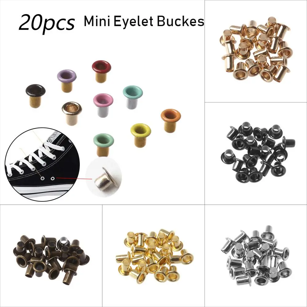 

20pcs Hot Shoes Clothes Mini Ultra-small Diy Dolls Buckles Metal Eyelet Buttons Belt Buckle Bags Accessories