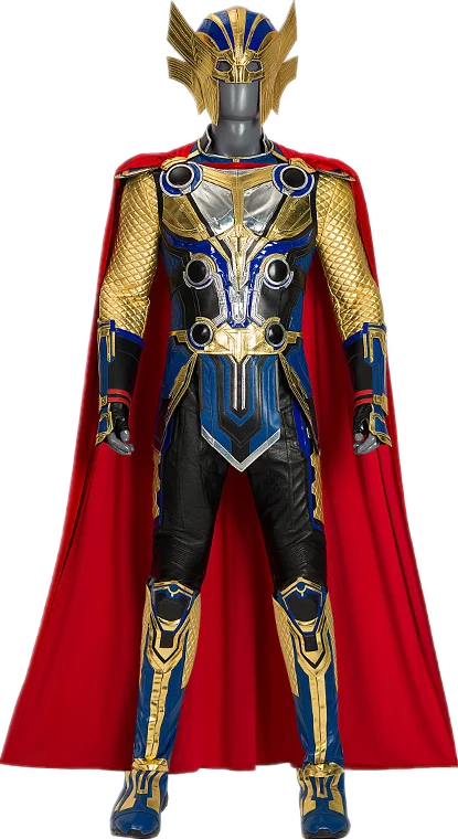 Superhero Thor Love and Thunder Cosplay Costume for Adult Men Armor Props with Cape Halloween Carnival Role Play Full Suit