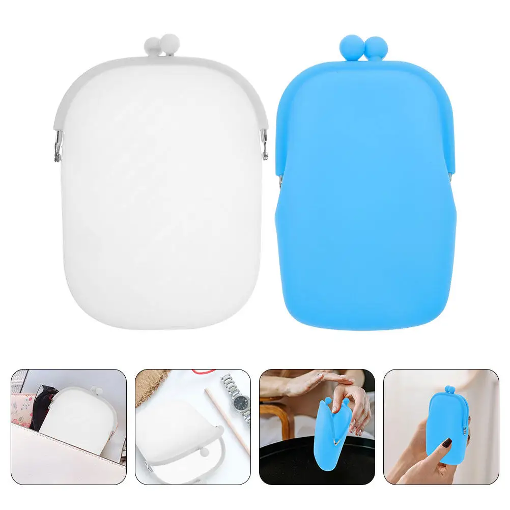 

Силиконовый кошелек для монет для женщин, 2 шт., универсальная маленькая портативная сумка для мелочи, компактный кошелек для хранения наличных, однотонный кошелек для денег