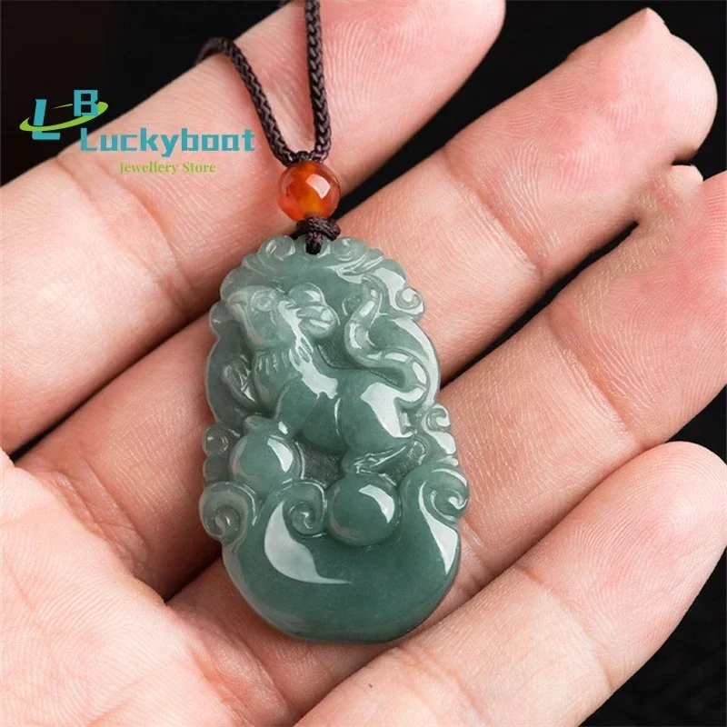 Hot Selling Natural Hand-Carve Jade Emerald Zodiac Rat Necklace Pendant Fashion Accessories Men Women Luck Gifts Amulet Hot Sell