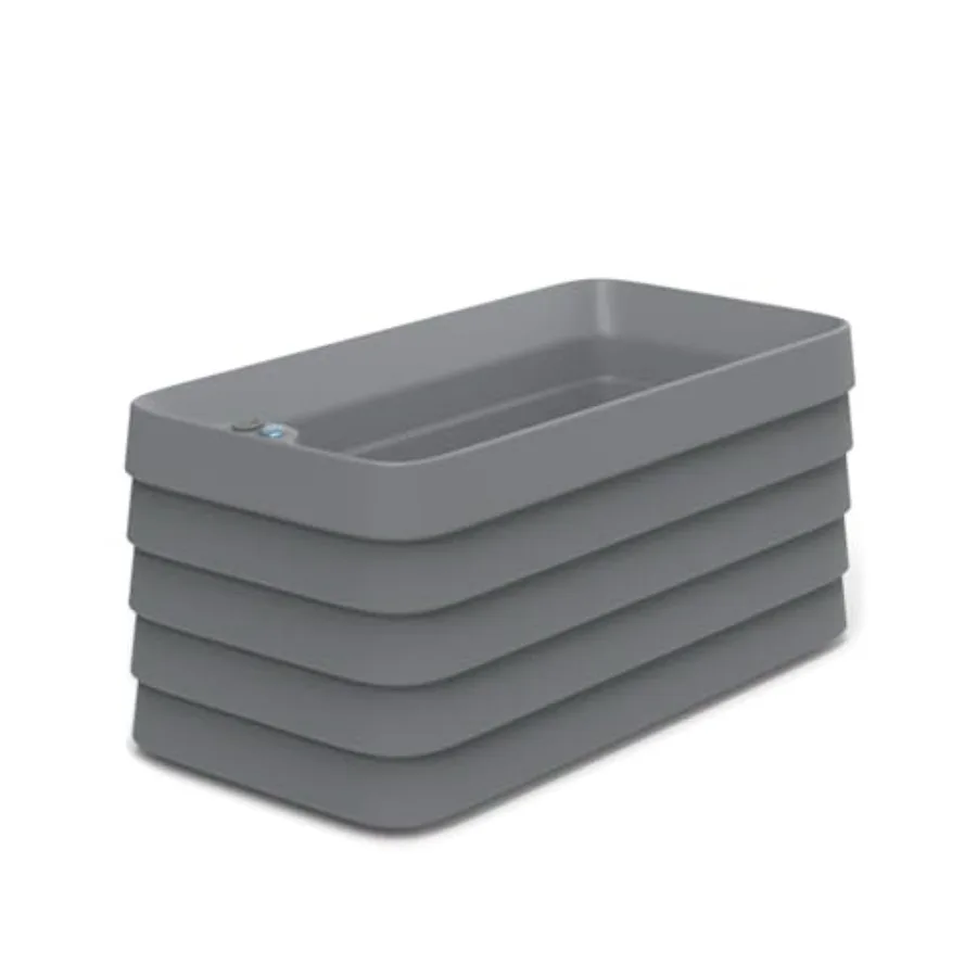 

Outdoor deck planter box for flowers and herbs slate-colored weather-resistant plastic self-watering slat design 36'' x 17'' x
