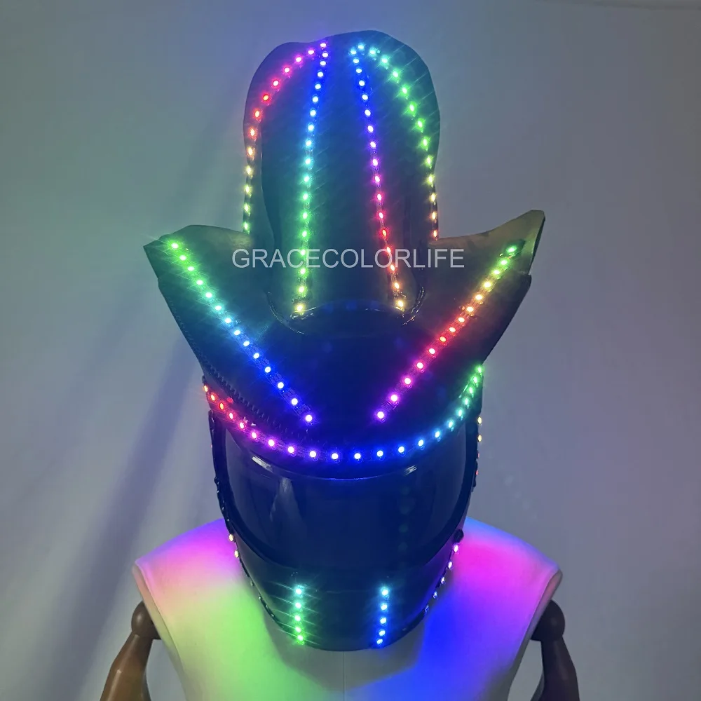 LED Flashing Party Helmet Multi‑Color Lighted DJ Headwear for Rave Festival Christmas Dance Show Holiday Gathering