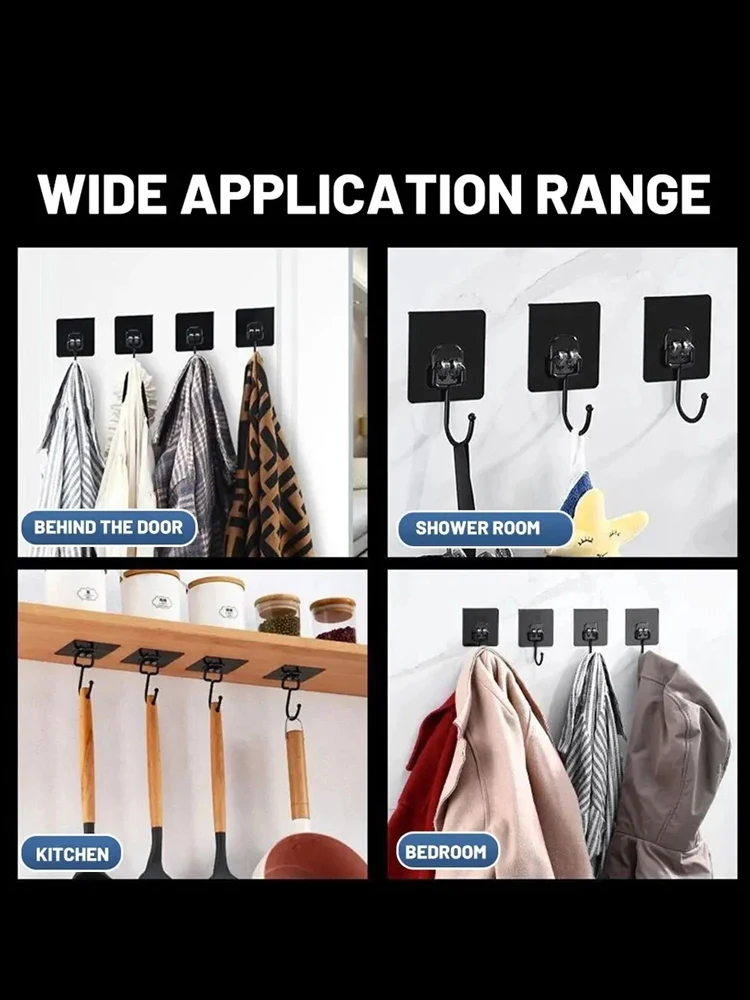 10/20 Pcs Self Adhesive Hooks Rotating Waterproof Strong Hook Holder Wall Door Storage Hanging Hooks Kitchen Bathroom Organizer