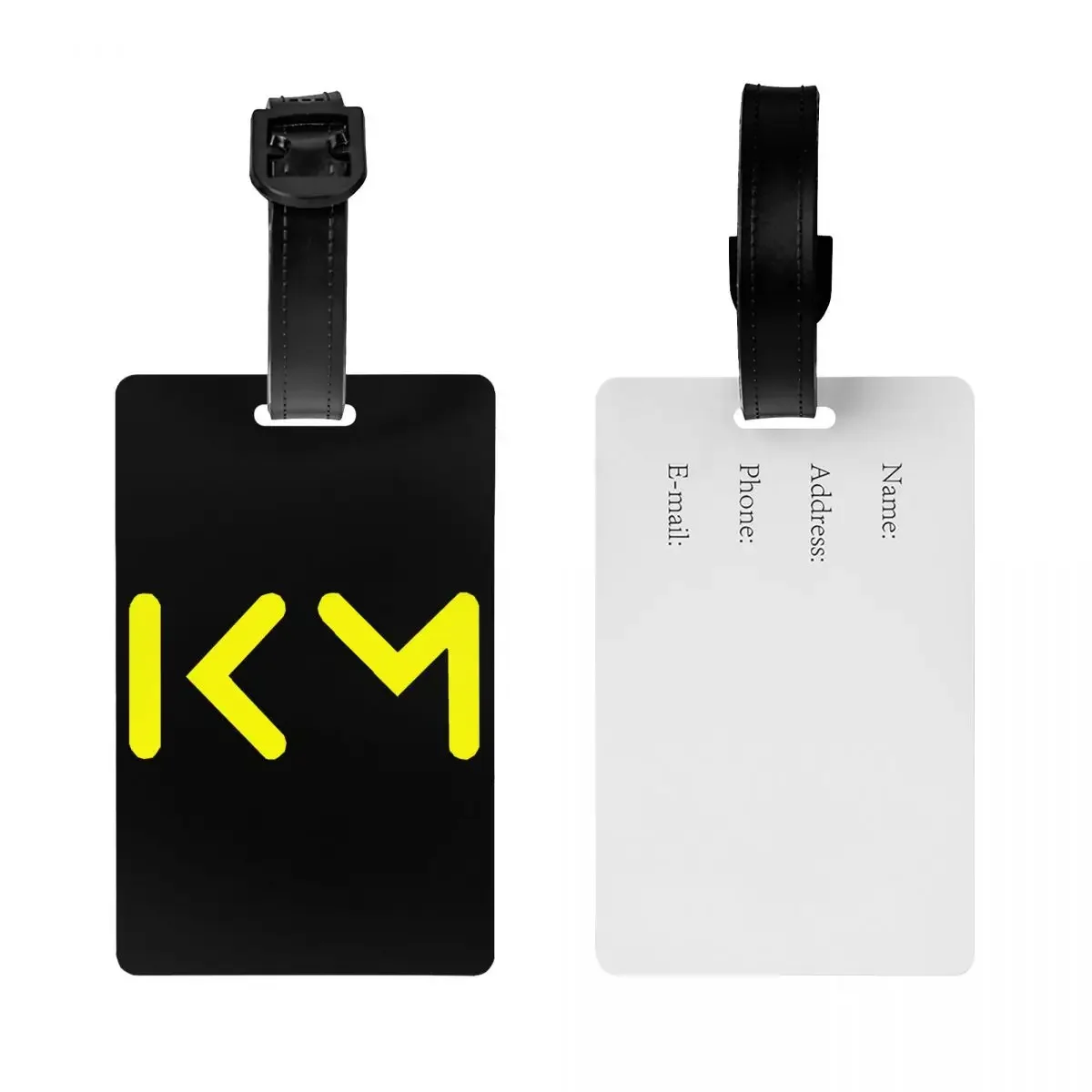 Yellow KM Mbappe Football Soccer Luggage Tag Suitcase Baggage Privacy Cover ID Label