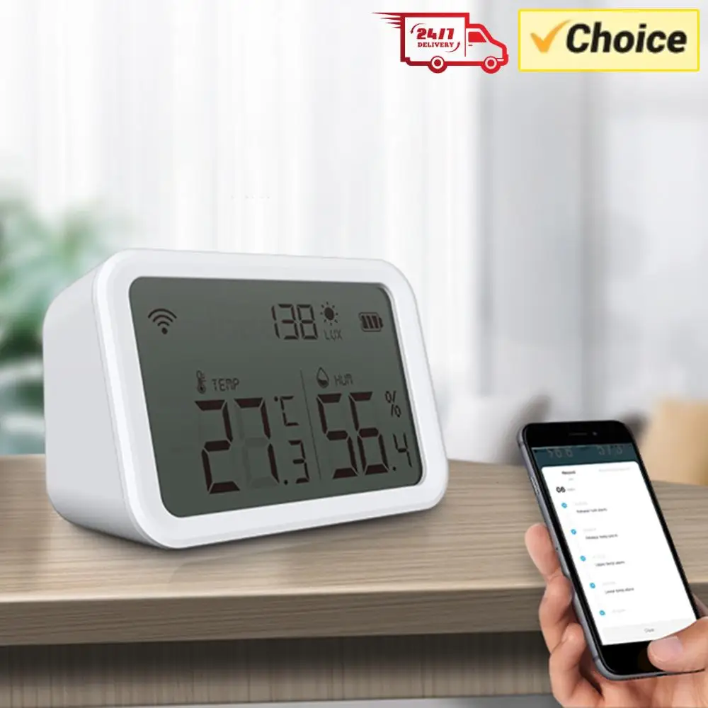 

ЖК-дисплей с Wi-Fi, датчик температуры, влажности и яркости 3-в-1, гигрометр-термометр с большим датчиком освещенности для умного дома