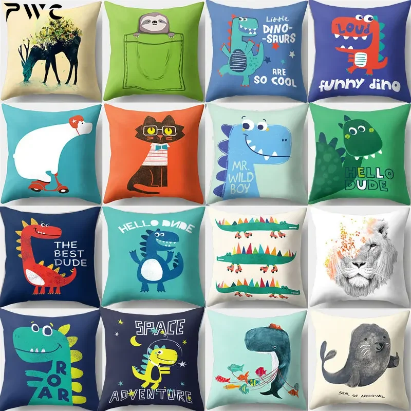 

Cute Cartoon Animal Dinosaur Shark Cushion Cover For Children Kids Decorative Pillowcase Cushion for Sofa Polyester Pillowcover