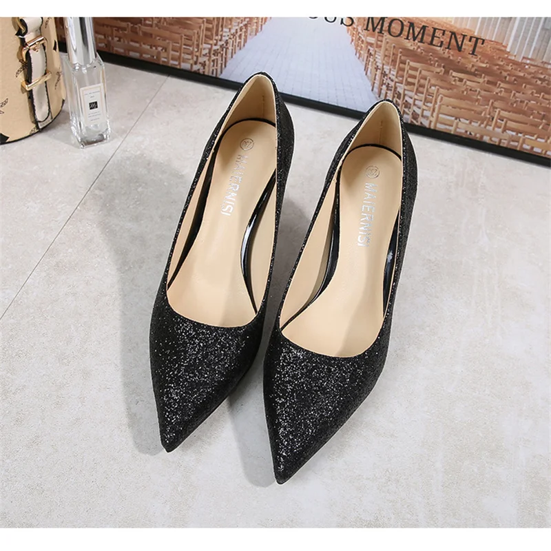 7.5cm Fashion High Heels 35-46 Plus Women's Shoes 11cm Stiletto High Heels Banquet Shoes Sexy Pointed Women's Shoes Party Shoes
