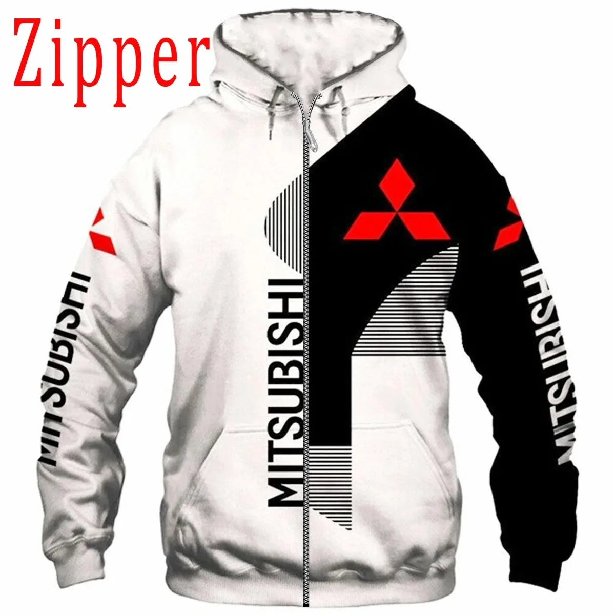 Spring and Autumn Men's and Women's Hoodies Mitsubishi Automobile Logo Print Jacket Men's 3D Hoodie Fashion Casual Zipper Hoodie