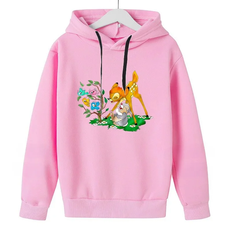 Disney Bambi Boys and Girls 2024 Autumn/Winter Fashion New Street Top Hoodie Youth Harajuku Loose Cotton Hoodie Sweatshirt