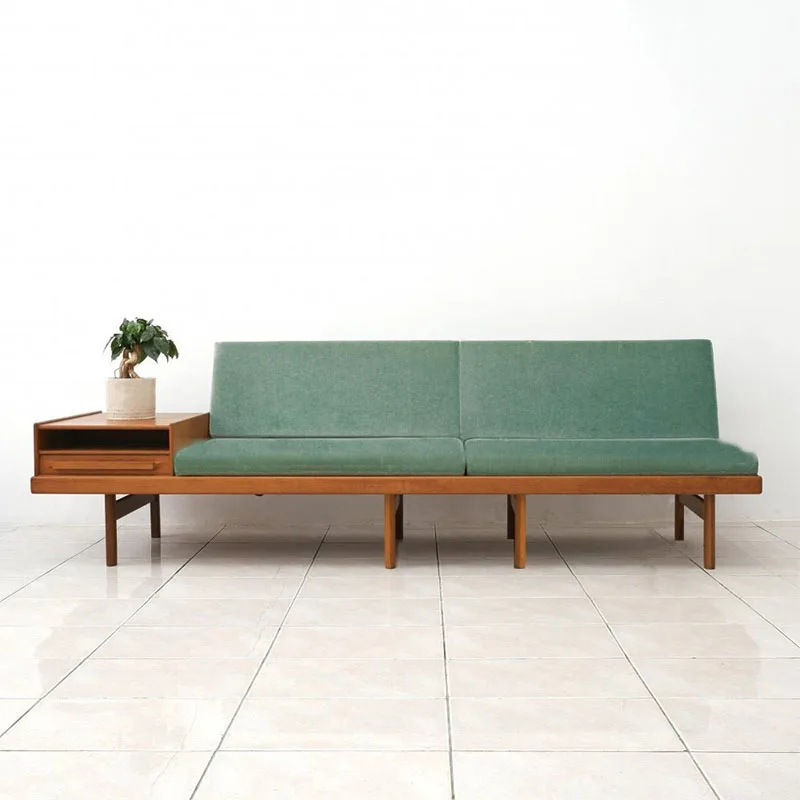 Solid wood sofa living room simple log straight row double bed and breakfast club, leisure living room medieval sofa