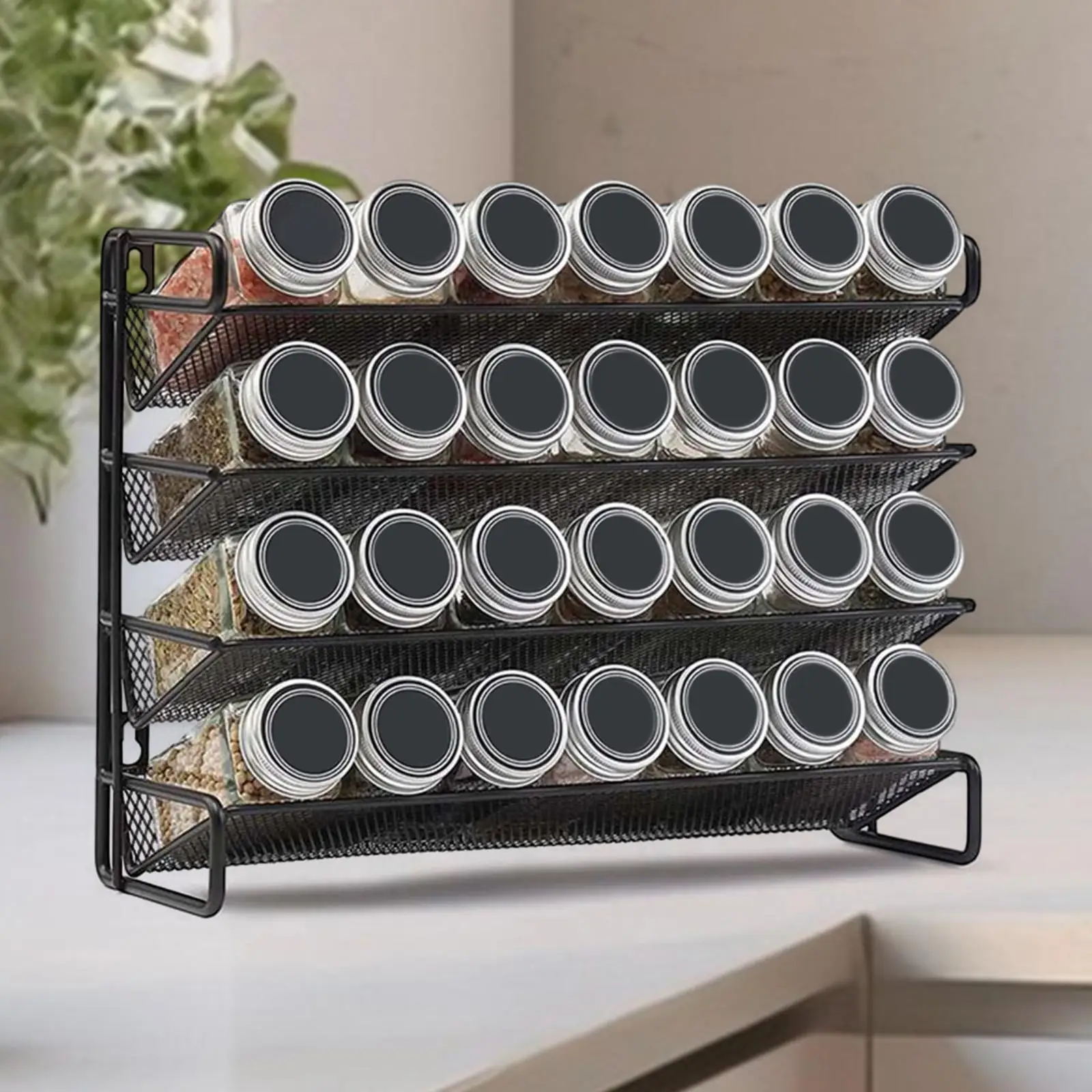 

4-х уровневая полка для специй Полка для бутылок с специй для настенной столешницы в кладовой