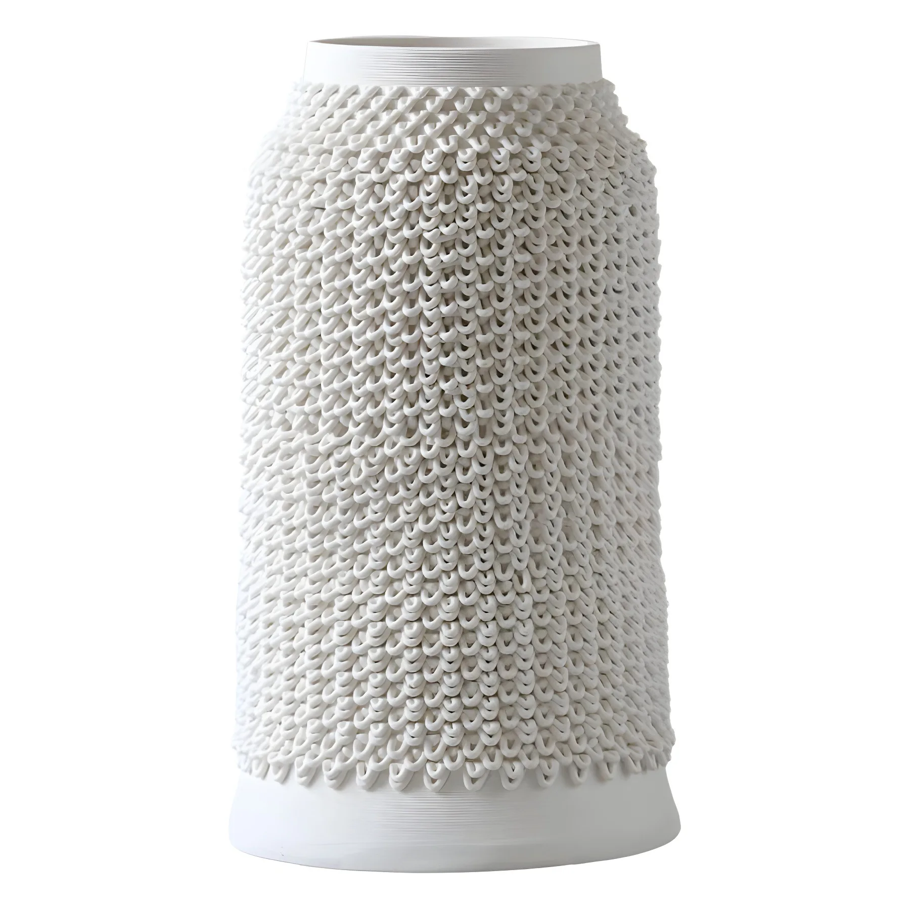 

Creased 3D printed ceramic vase, desktop dried flower vase