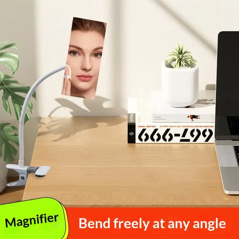 360° Rotating Eyelash Extension Mirror White Metal Stem Convex Clip-On Mirror Lash Lifting Magnifying Makeup Mirror Beauty Tools