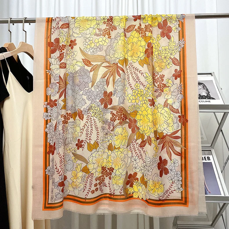 

100% Cashmere Tassels Long Scarf Women Long Pashmina Scarves Foulard Femme Bag Head Decoration Winter Accessories Mother Gift