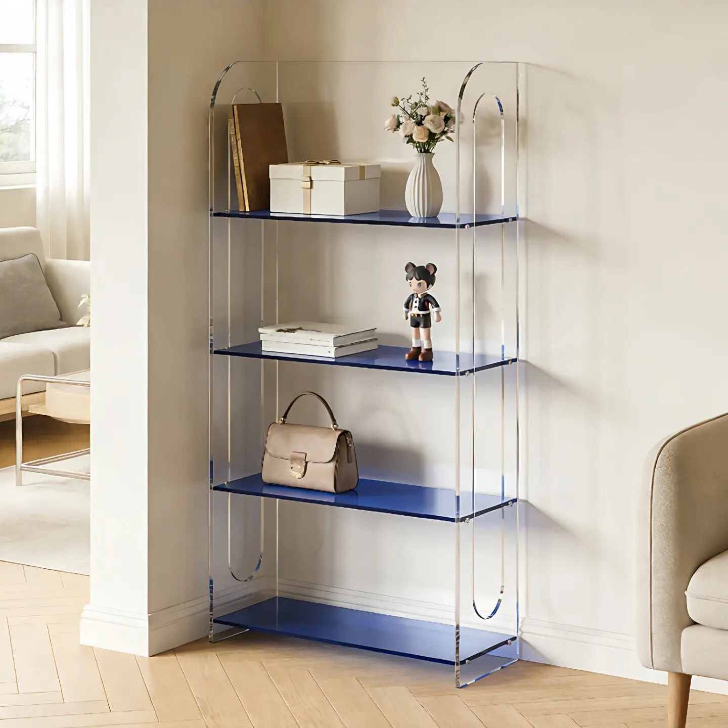 Acrylic shelf Floor-to-ceiling multi-layer display rack Figure display rack