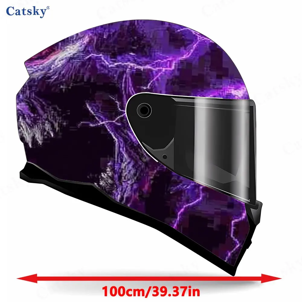 Purple Lightning Demon PVC material self adhesive waterproof motorcycle helmet sticker, paste firmly and do not fall, waterproof