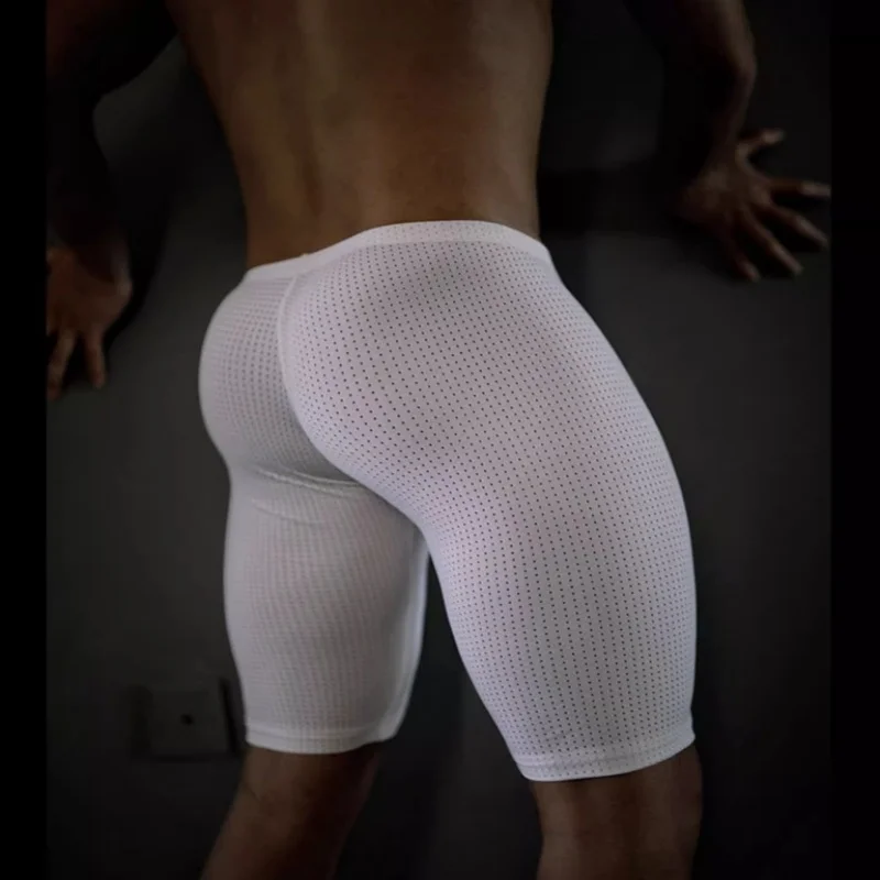 White Men Tight Lingerie Panties Plus Size Underwears Sexy High Waist Briefs Shorts Perspective Boxers Shorts