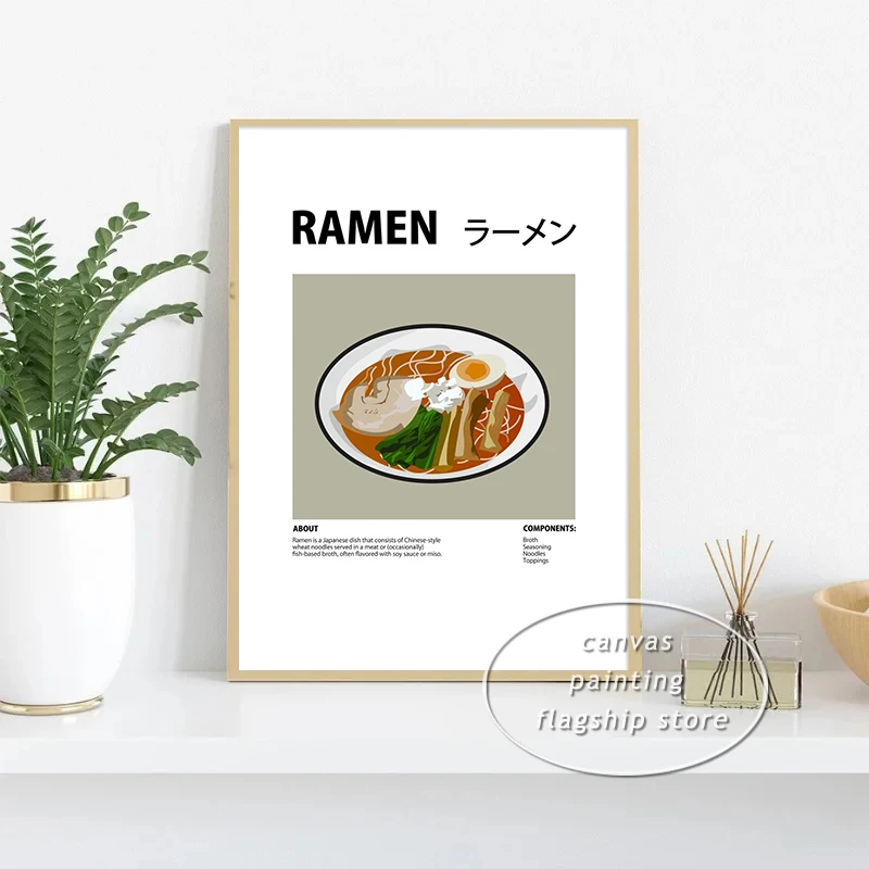 Ramen Onigiri Taiyaki Sushi Dorayaki Japanese Food Poster Prints Canvas Painting Wall Art Picture Dining Room Kitchen Home Decor