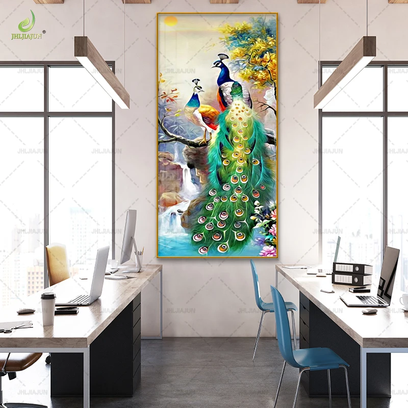 Custom New Hot Sale 3d Wall Art Decorative Paintings Golden Aluminum Frame Crystal Porcelain Painting