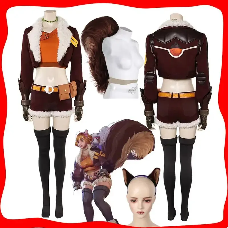 

Rivals Doreen Green Косплей Фантазия Белка Девушка Костюм Хвост Повязка на Голову Маскировка Женская Одежда Ролевая Игра Хэллоуин Карнавальный Костюм