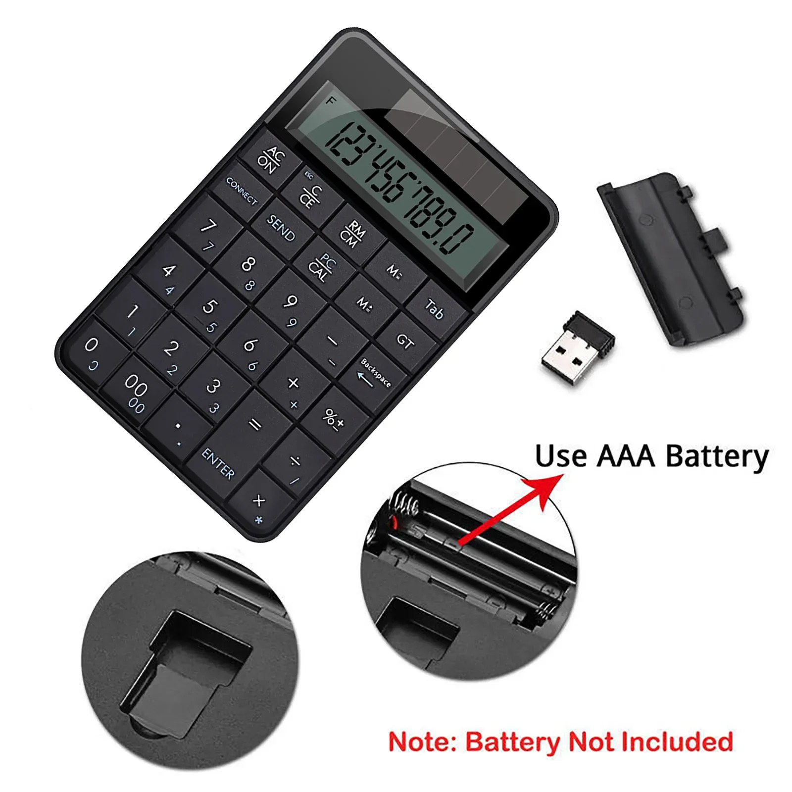 2.4G Wireless Keyboard Mini 2 In 1 Wireless USB Digital Keyboard with Calculator Display Keyboard Office Electronic Calculator