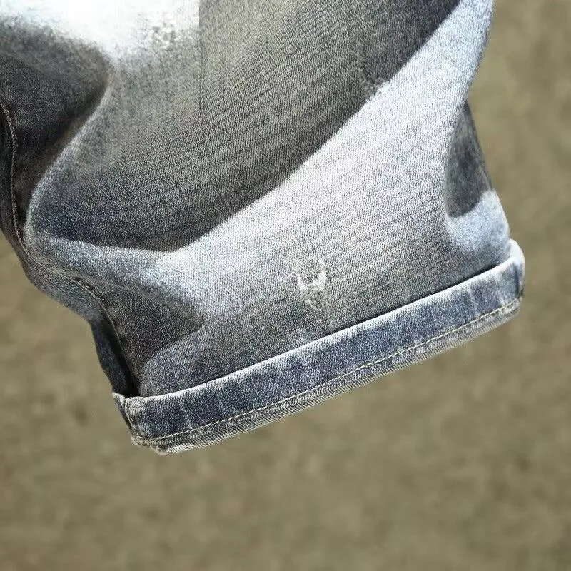 Été nouveau couleur unie jambe droite Stretch sport jean hommes décontracté ample confortable grande taille haute qualité Denim Shorts