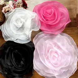 Handmade Rose Flower Patch Fashion Clothing Dress Neck Decoration Artificial Flower Corsage 3D Organza DIY Sewing Applique Chest