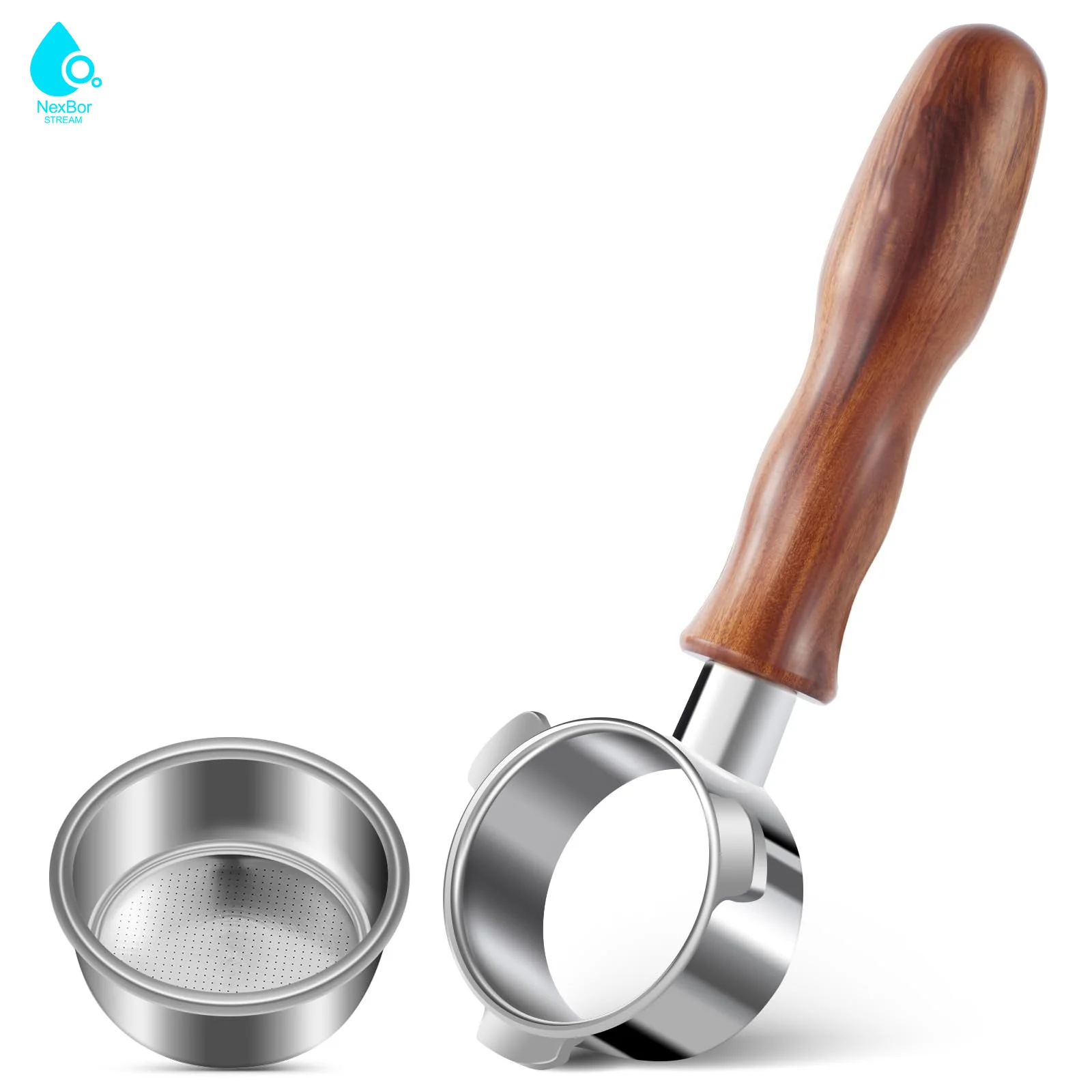 54mm Bottomless Portafilter 3 Ears, NEXBOR  Professional Espresso Portafilter 54mm for Breville Barista Express, Pro, Touch