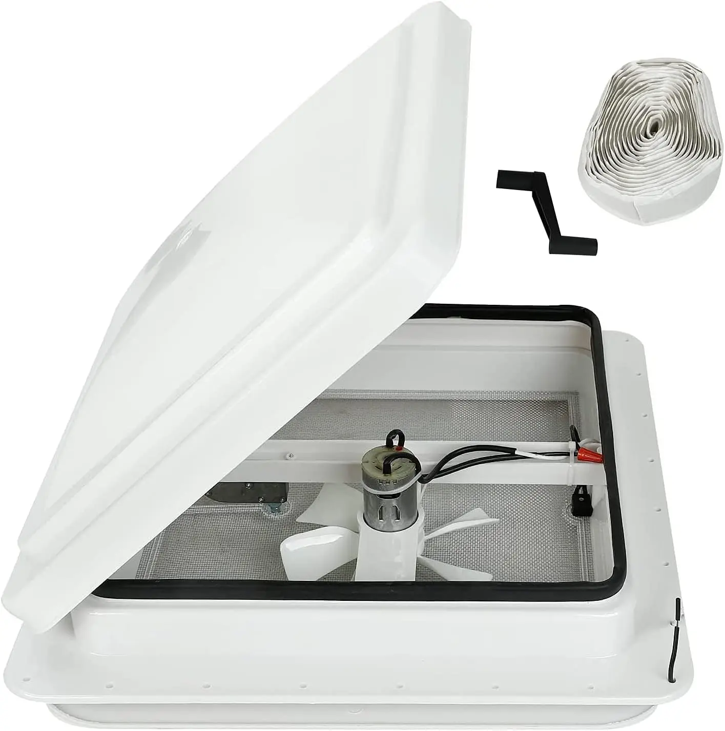

Universal 14" RV Roof Vent with 12V Fan and White Lid for Camper Trailer, Easy Installation