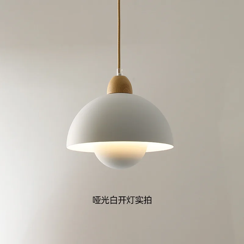 Nordic Style Mushroom Pendant Lights Wooden Metal Single Head Hanging Lamp Bedroom Dining Room Cozy Ambience Lighting Chandelier