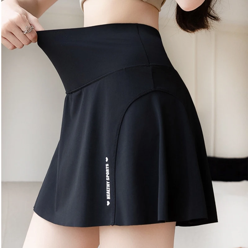 Big Size High Waist Skirt Women Stretchy Slim Shorts Prevent Light Leakage Workout Cycling Quick Dry Pleated Skirt Summer