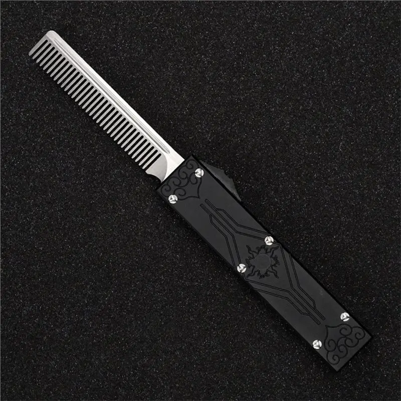 A76G-Aviatin Aluminum Alloy Telescopic Comb - Portable & Automatic Comb Black