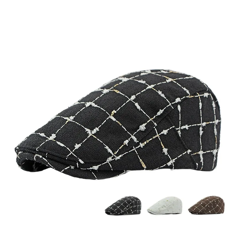 

Hat Women's Autumn Spring And Autumn New Style Beret Classic Plaid Retro Peaked Cap Men's British Casual Advance Hats Fashion