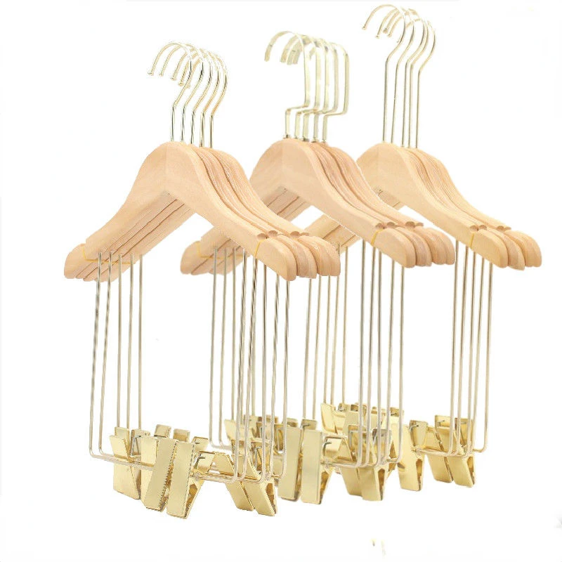 Gold High Grade Clothing Stores Suit Hangers with Clip One-piece Kids Sets Hanging Rack Adults Lady Jumpsuit Dress Support Shelf