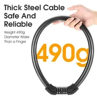 WEST BIKING Thick Cable Combination Lock Heavy Duty Anti-theft Bicycle Lock Waterproof Code Wire Door Scooter E-Bike Wheel Lock