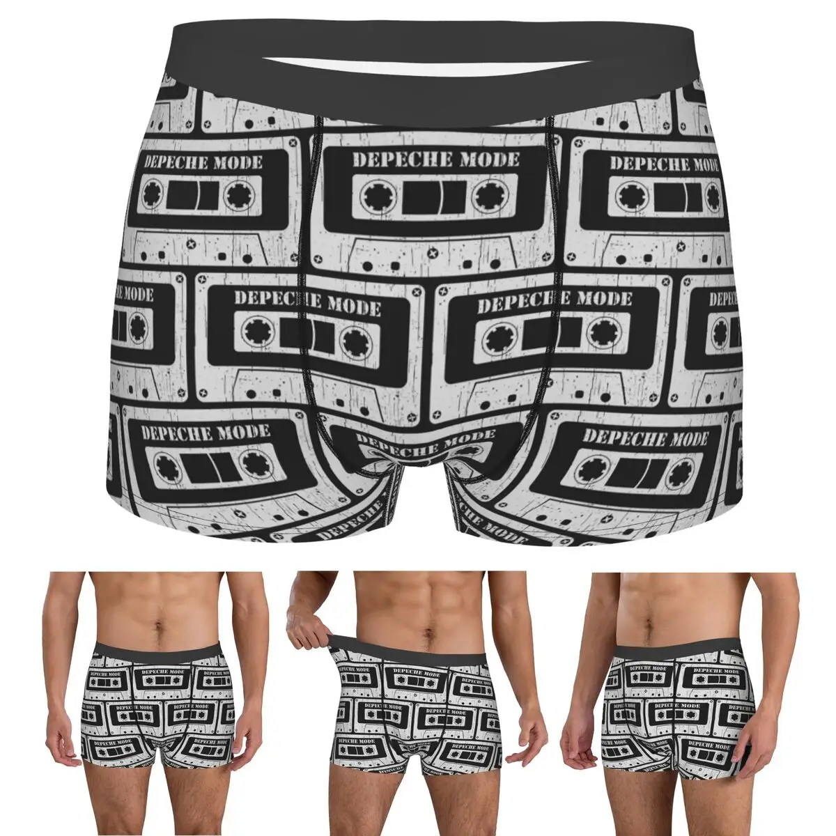 Boxer Underpants Shorts D-depeches Modes Band Vintage Cassette White Panties Men's Soft Underwear for Homme Man Boyfriend Gifts