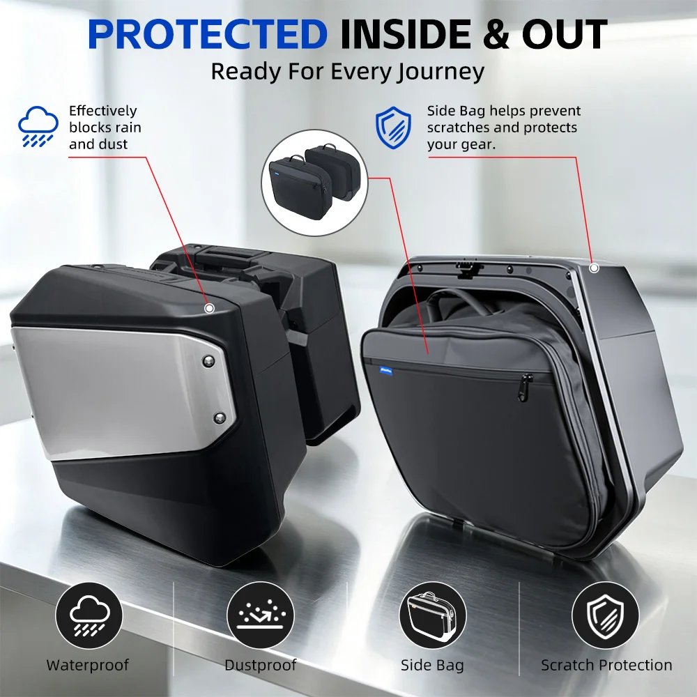 Quick Release Motorcycle Side Panniers, Large Capacity No-Damage Mounting Luggage for HONDA NC750X