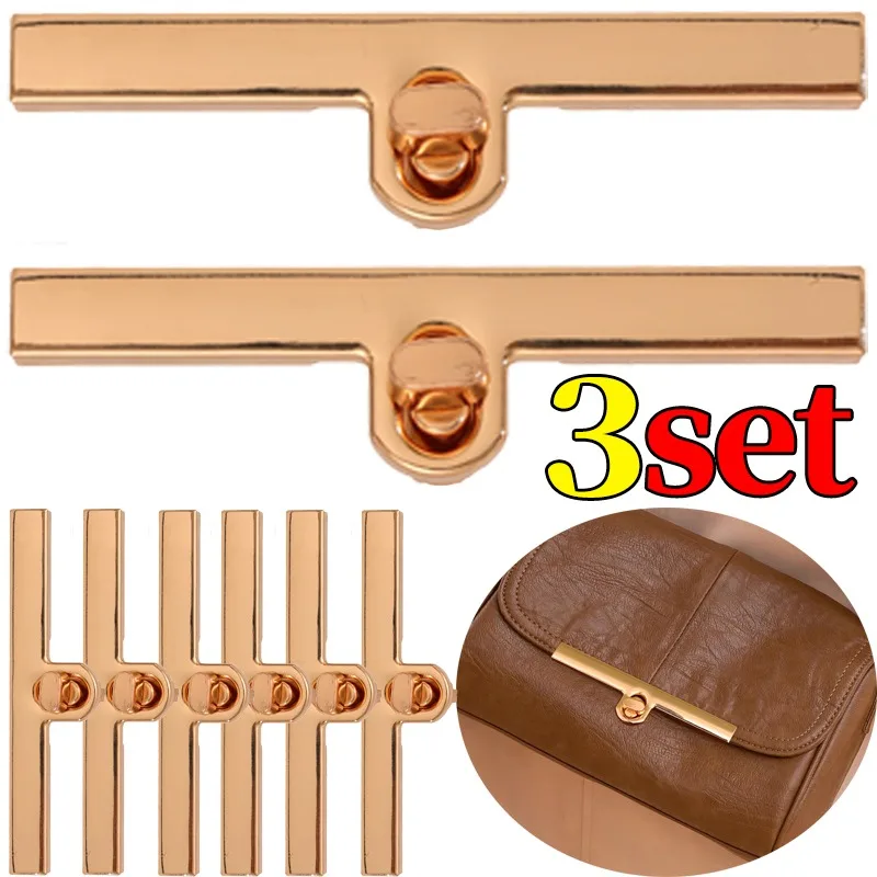 1-3set Twist Lock for Bag Metal Clasp Closure Security Bar Lock for Purse Handbag Repair DIY Craft Hardware Parts Replacement