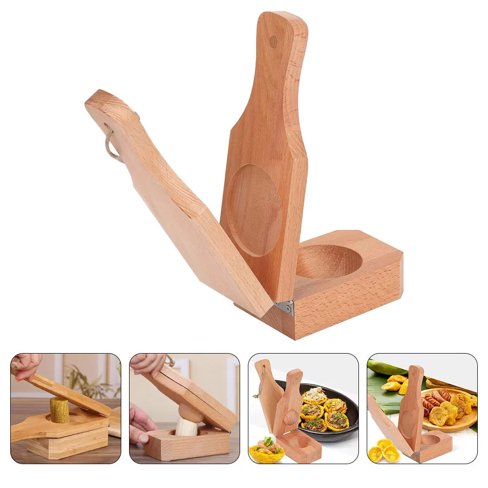 

Wooden Plantain Press Tool Manual Potato Masher for Tostones Making Foldable Kitchen Crusher Efficient Cooking Accessory