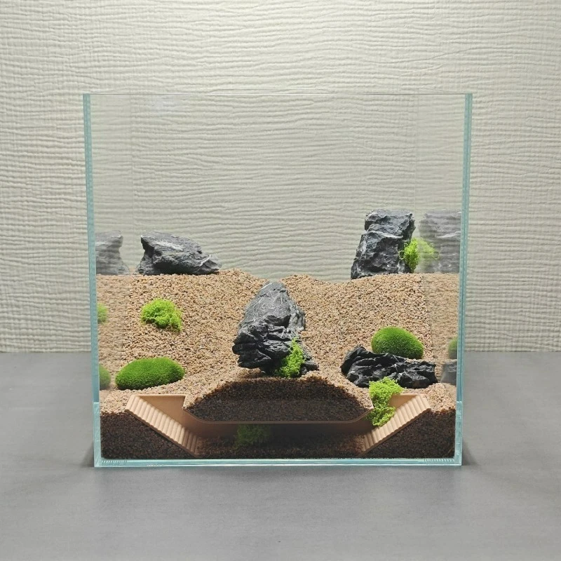 مأوى مخبأات حوض السمك، نفق متدرج للكهف تحت الأرض للأسماك والروبيان والسرطان واللعب وتربية التوريد، وتزيين خزان الأسماك #4