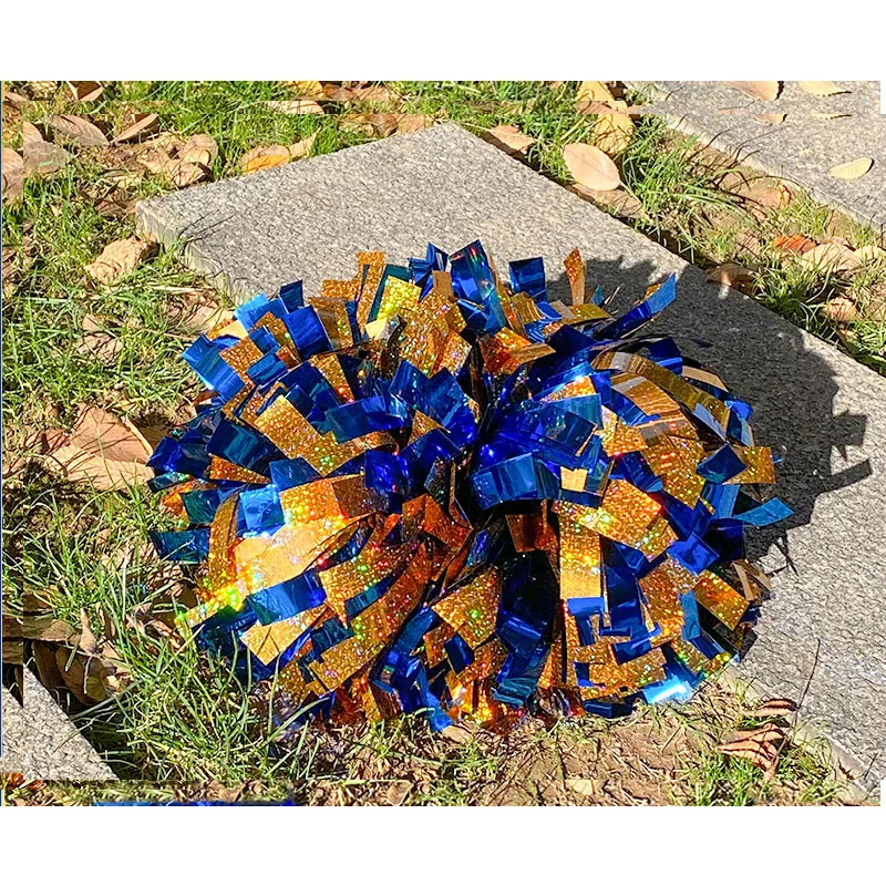 Metallic royal blue mix holographic gold,custom cheerleader Pom pom,pick size,one pair