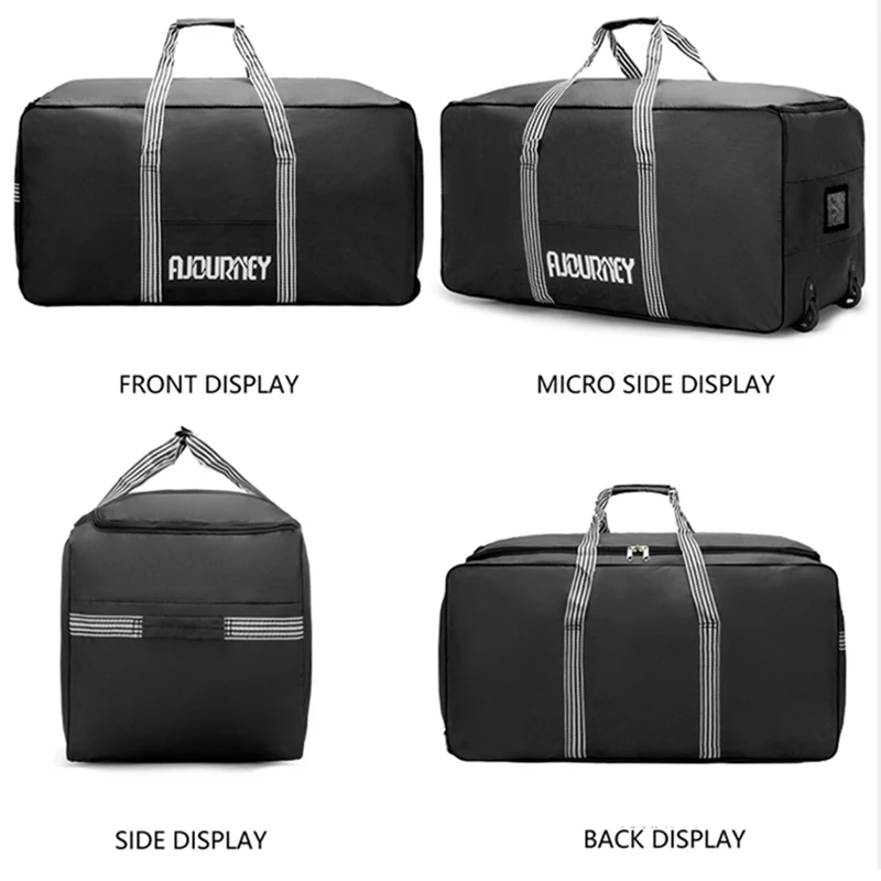 93L オックスフォード折りたたみ式ホイール付きトラベルバッグ、荷物収納バッグ、ホイール付き、大容量、機内持ち込み可能、キャリーオンラゲージ、トロリースーツケース