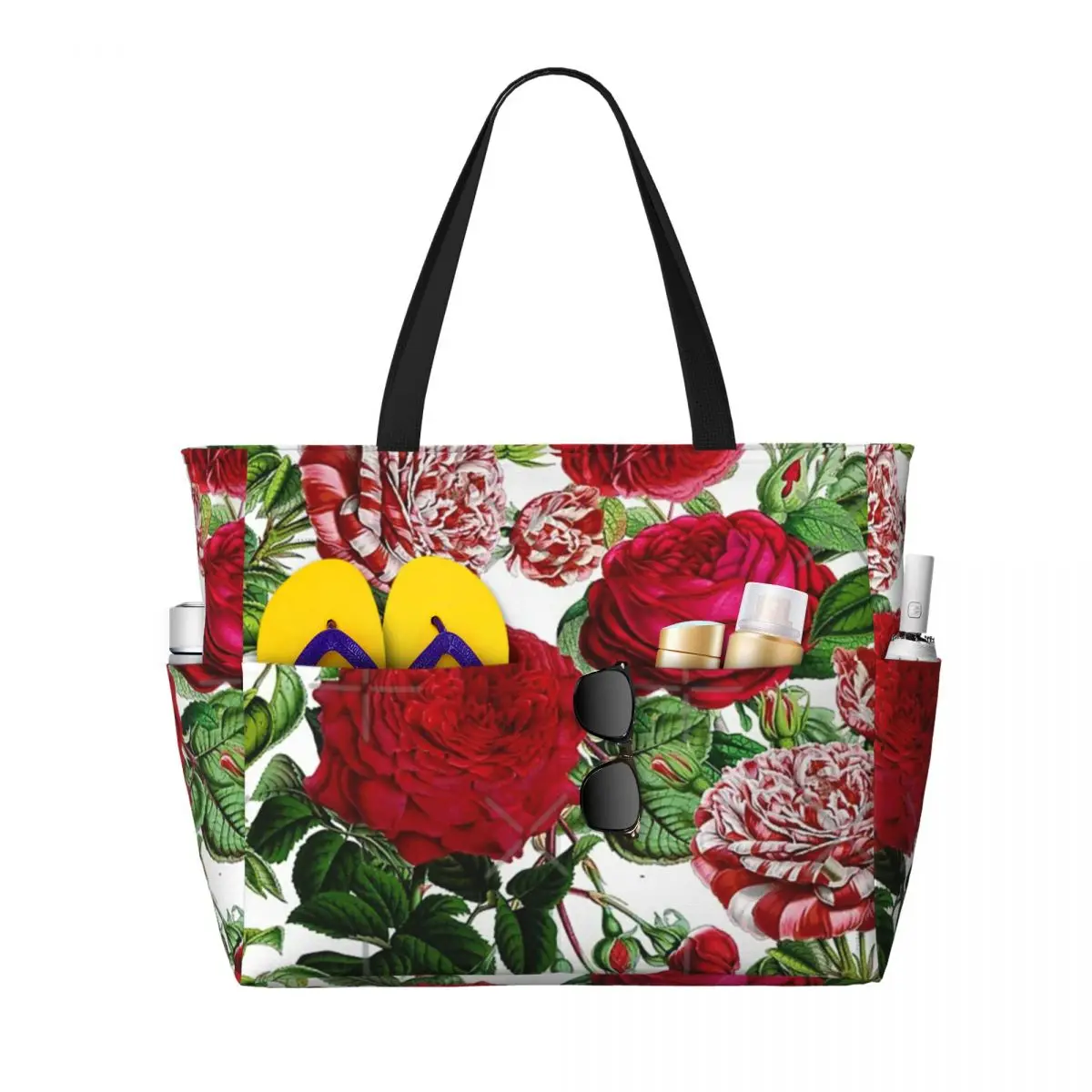 Summer Roses Botanical Garden Beach Travel Bag, Tote Bag Retro pratici regali regalo di compleanno modello Multi-stile