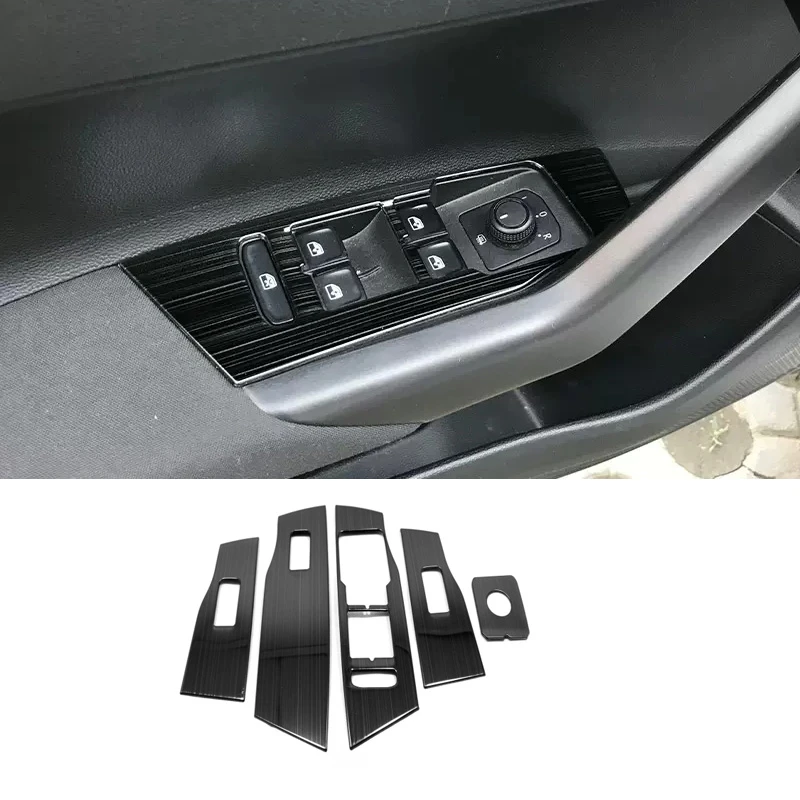 For VW Volkswagen Polo 2019 - 2021 black interior accessories Center Control Gear Shift Panel Inner Door Armrest Handle Cover