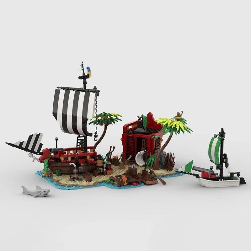 Pirate Ship Model Moc Building Blocks Shipwreck Island Model Technology Bricks Christmas Assembly Toys Constructrion Gifts